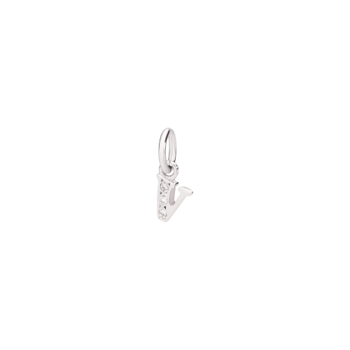 DODO ALFABETO - CIONDOLO LETTERA V PREZIOSO IN ORO BIANCO E DIAMANTI - DLETPOB/B/V