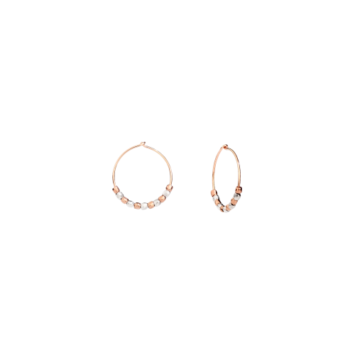 DODO ICON - ORECCHINI HOOP MINI GRANELLI  IN ORO ROSA E ARGENTO - DOC1000GRANX0009A