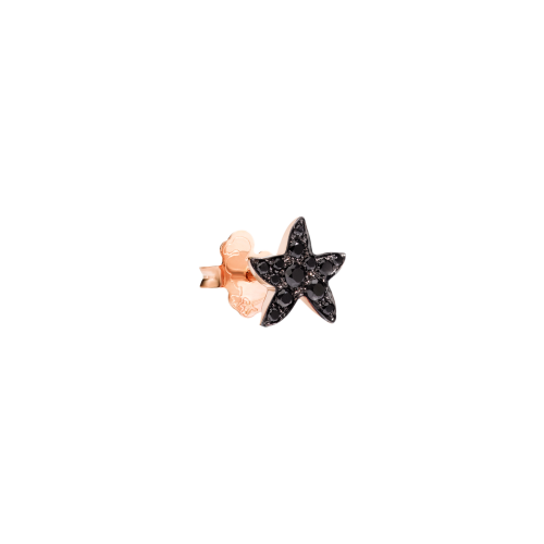 Stella Marina - Orecchino singolo in oro rosa 9 kt con diamanti black.
