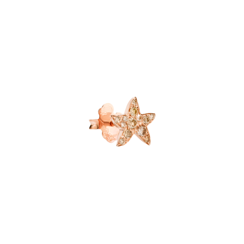Stella Marina - Orecchino singolo in oro rosa 9 kt con diamanti brown