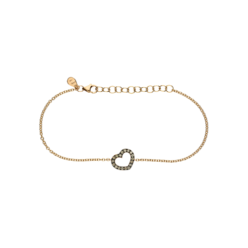 Bracciale Cuore in oro rosa e diamanti brown