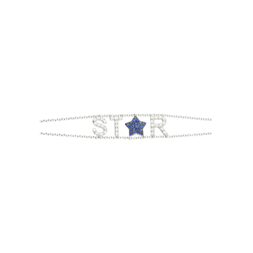 STAR - Bracciale in oro bianco, diamanti bianchi e zaffiri