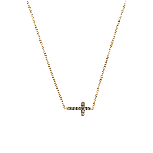 Collana Croce in oro rosa e diamanti brown - FC1692R002N