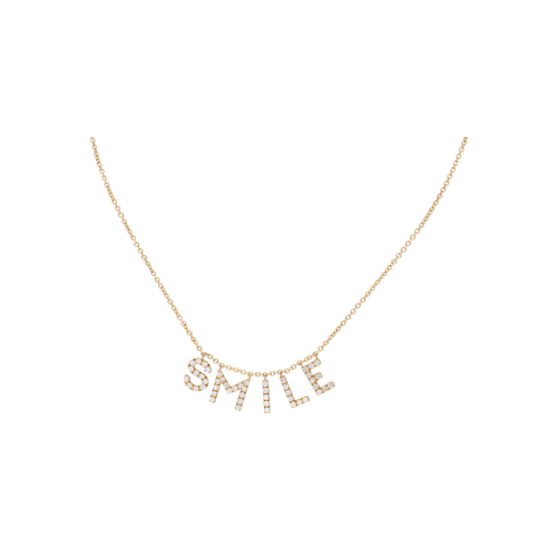 COLLANA GIROCOLLO SMILE IN ORO ROSA CON LETTERE PENDENTI IN DIAMANTI