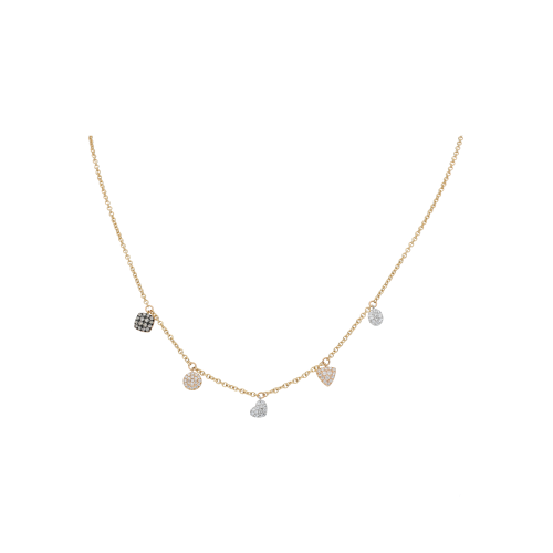 COLLANA GIROCOLLO IN ORO ROSA CON CIONDOLI, DIAMANTI BIANCHI E DIAMANTI BROWN