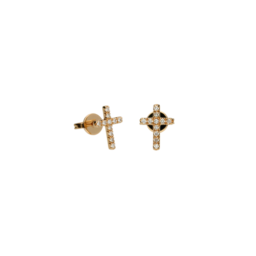 Orecchini Croce in oro rosa e diamanti bianchi - FO1675R001