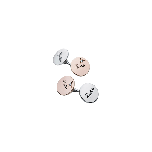 GEMELLI POMELLATO IN ORO ROSA 9 CARATI E ARGENTO RODIATO CON DIAMANTE - G.A918/BAG9/9