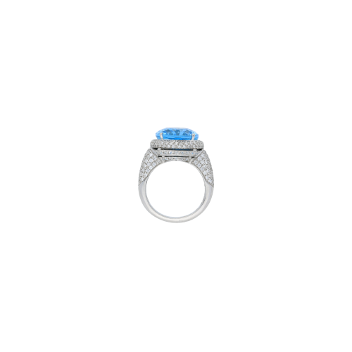 ANELLO IN ORO BIANCO CON TOPAZIO AZZURRO E DIAMANTI - GIAN006054