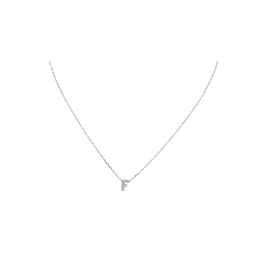 Collana in oro bianco 18 carati con lettere F in diamanti taglio brillante - I1/07-F