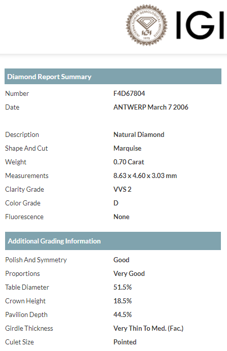 ANELLO RAMI IN PLATINO E DIAMANTI CERTIFICATI IGI - 3M00053W