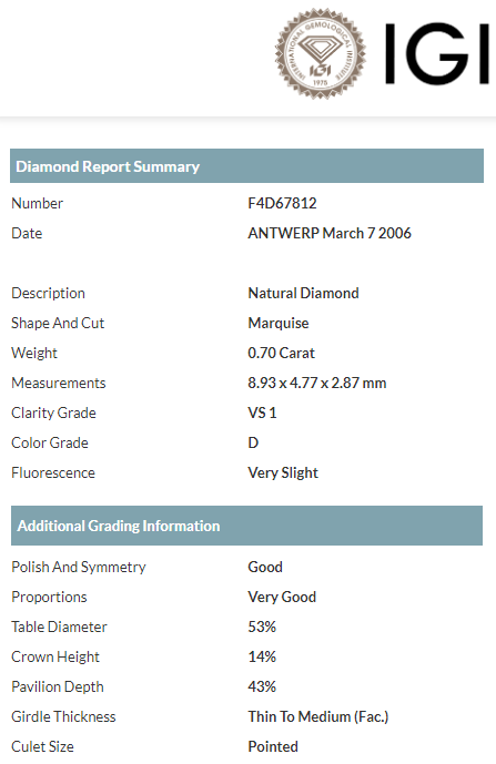 ANELLO RAMI IN PLATINO E DIAMANTI CERTIFICATI IGI - 3M00053W
