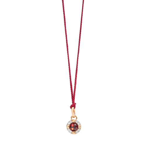 POMELLATO - PENDENTE SENZA CATENA M'AMA NON M'AMA - Pendente in oro rosa 18K, 1 granato 0.62 ct, 8 diamanti 0.05 ct - M.B807/B9O7/OG - PMB8070O7000DB0OG