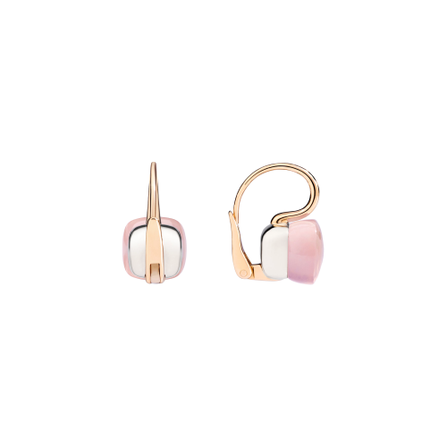 POMELLATO - ORECCHINI NUDO - ORECCHINI NUDO CLASSIC IN ORO ROSA CON CASTONE IN ORO BIANCO E QUARZO ROSA SFACCETTATO - O.A107/O6/QR - POA1070O6000000QR