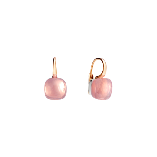 POMELLATO - ORECCHINI NUDO - ORECCHINI NUDO CLASSIC IN ORO ROSA CON CASTONE IN ORO BIANCO E QUARZO ROSA SFACCETTATO - O.A107/O6/QR - POA1070O6000000QR