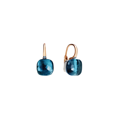 ORECCHINI NUDO IN ORO ROSA E ORO BIANCO CON TOPAZIO BLU LONDON - POA1070O6000000TL
