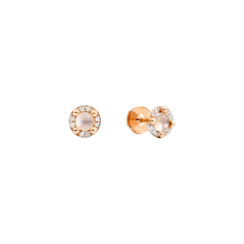 ORECCHINI M'AMA NON M'AMA - Orecchini in oro rosa 18K, 2 adularie 0.84 ct, 16 diamanti 0.09 ct - O.B807/B9O7/AD