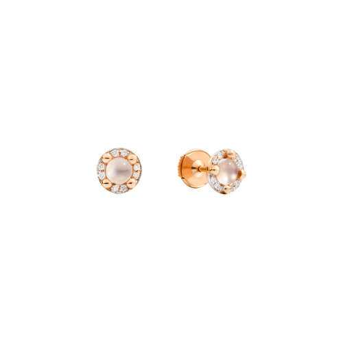 ORECCHINI M'AMA NON M'AMA - Orecchini in oro rosa 18K, 2 adularie 0.84 ct, 16 diamanti 0.09 ct - O.B807/B9O7/AD - POB8070O7000DB0AD