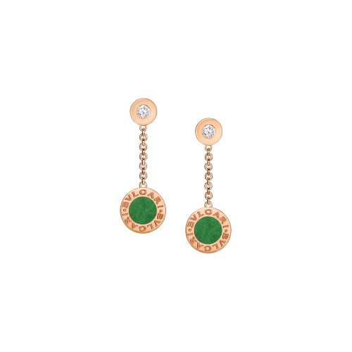 ORECCHINI BVLGARI BVLGARI IN ORO ROSA CON GIADEITE E DIAMANTI - OR857628