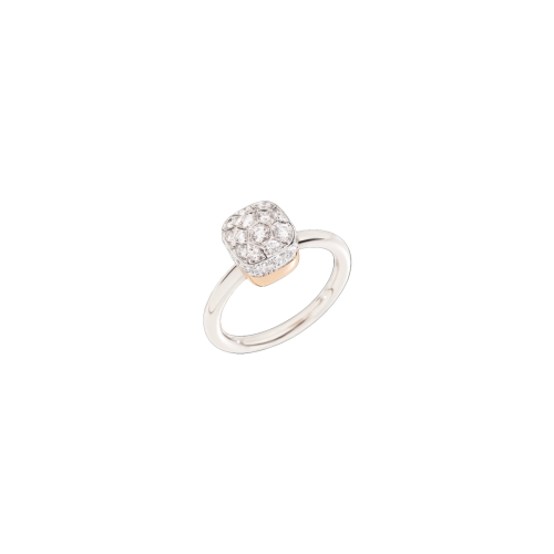 POMELLATO - ANELLO NUDO SOLITAIRE IN ORO BIANCO E ROSA CON DIAMANTI - PAB5010O6000DB000 - PAB5010O6000DB000