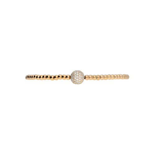 Bracciale sfere semirigido in oro rosa e diamanti bianchi - PB08145D8P