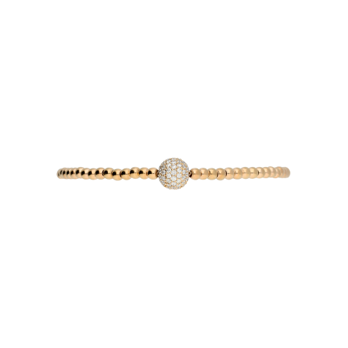 Bracciale sfere semirigido in oro rosa e diamanti bianchi