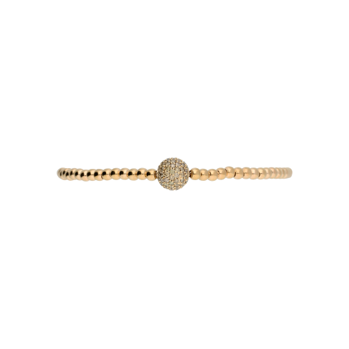 BRACCIALE SFERE SEMIRIGIDO IN ORO ROSA CON DIAMANTI BROWN - PB08145DB8P