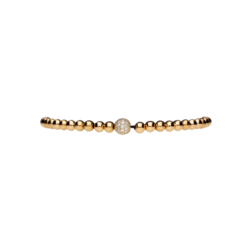 Bracciale in oro rosa 18 carati e cordino nero con diamanti bianchi taglio brillante - PB08153D6P