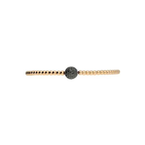 Bracciale sfere semirigido in oro rosa con diamanti neri - PB09256DK8P