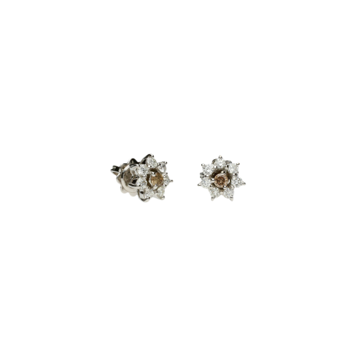 Orecchini in oro bianco 18 carati con diamanti bianchi e diamanti brown taglio brillante