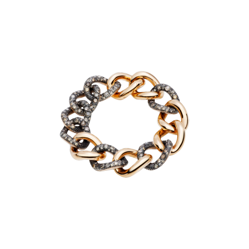 POMELLATO - BRACCIALE CATENE IN ORO ROSA E ARGENTO RODIATO CON DIAMANTI BROWN - PBA8062OA000DBR00 - PBA8062OA000DBR00