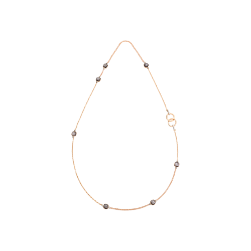 POMELLATO - COLLANA NUDO IN ORO ROSA E BIANCO CON OSSIDIANE - PCB9052O6000000OS