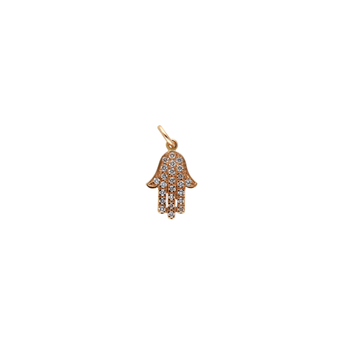 MANO DI FATIMA - Ciondolo in oro rosa 18 carati e diamanti bianchi taglio brillante - PE6090RB