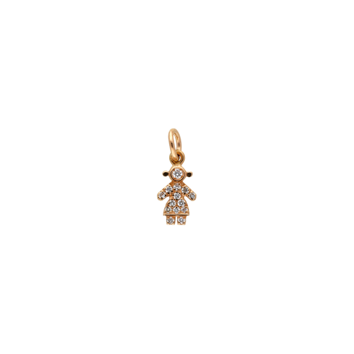 BAMBINA - Ciondolo in oro rosa 18 carati e diamanti bianchi taglio brillante