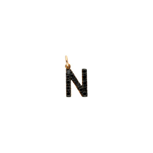 N - Ciondolo in oro rosa 18 carati e diamanti neri taglio brillante - FP2404-NR003N