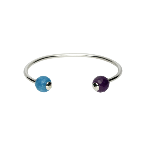 Bracciale in argento con ametista e angelite - SM-BR-006