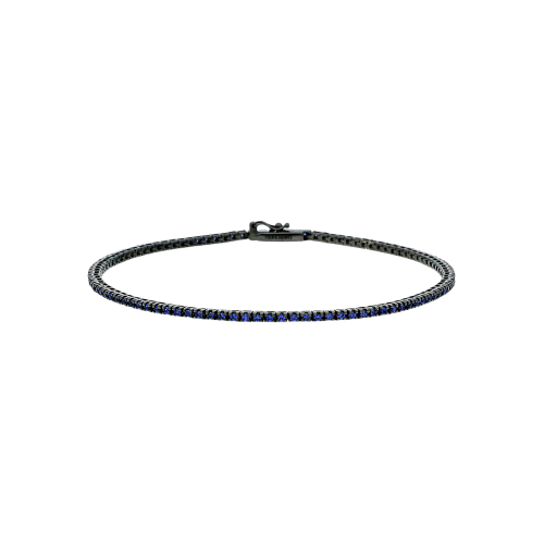 Bracciale tennis in oro brunito 18 carati e zaffiri blu naturali taglio brillante - VB05132SBBW