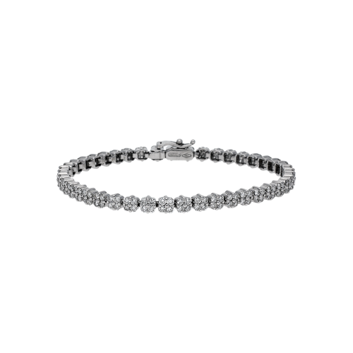 Bracciale tennis in oro bianco 18 carati e diamanti bianchi taglio brillante incassati con manifattura invisible setting - VB06736DW