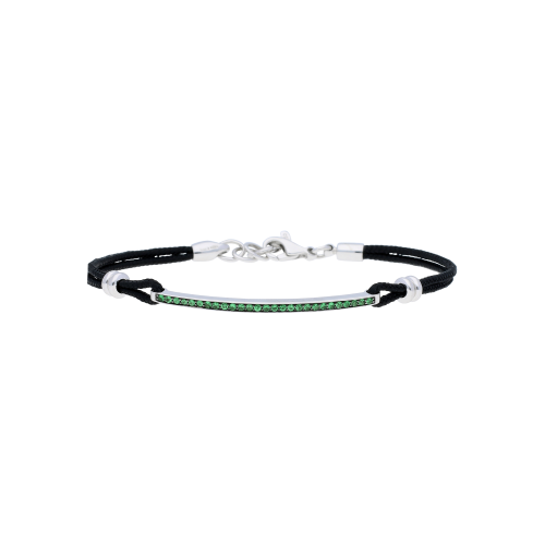 BRACCIALE IN CORDA DEMI-TENNIS IN ORO BIANCO E TSAVORITE - VB08838TSW