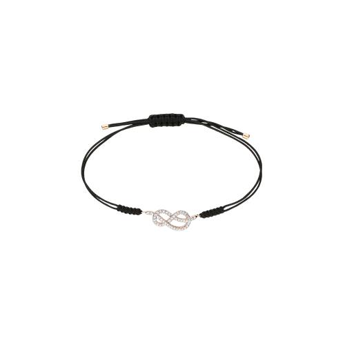 Bracciale in corda regolabile cin nodo savoia in oro rosa e diamanti bianchi - VB24774DP