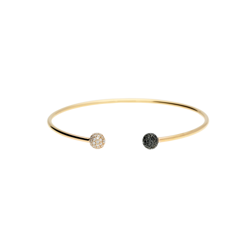 Bracciale bangle in oro rosa con diamanti bianchi e diamanti neri - VB24839DDKP