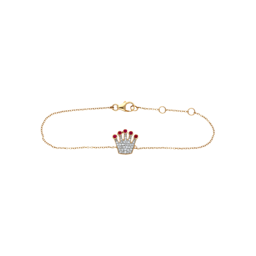 Bracciale in oro rosa 18 carati con diamanti bianchi e rubini naturali taglio brillante - VB24845DRUP