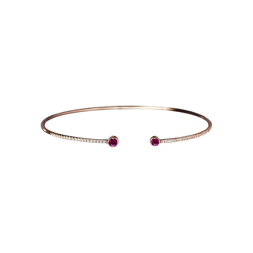 BRACCIALE IN ORO ROSA CON RUBINI NATURALI E DIAMANTI - VB25432DRUP