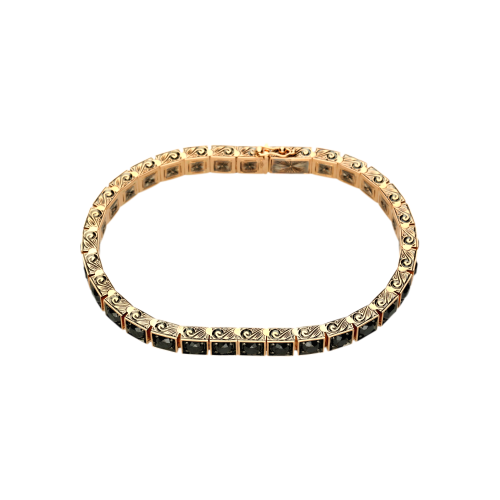 Bracciale tennis in oro rosa e diamanti neri - VB26536DKP09