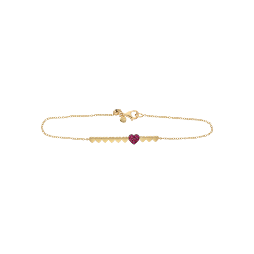 BRACCIALE CUORI IN ORO ROSA E RUBINI - VB27027RUP