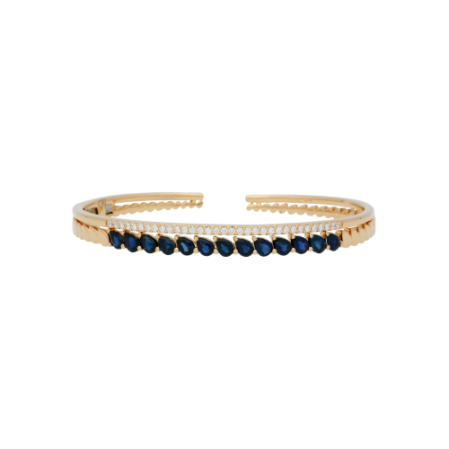 BRACCIALE RIGIDO IN ORO ROSA DIAMANTI BIANCHI E ZAFFIRI BLU - VB27357SBDP