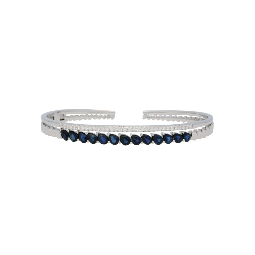 BRACCIALE RIGIDO CON ZAFFIRI BLU E DIAMANTI BIANCHI