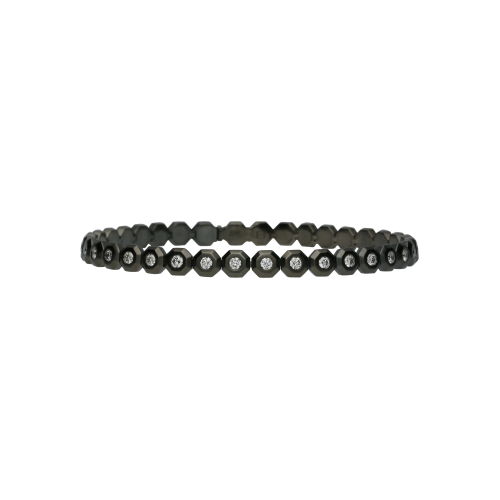 BRACCIALE TENNIS OCTAGON IN ORO NERO SATINATO E DIAMANTI BIANCHI - VB27411D19BWS