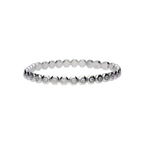 BRACCIALE TENNIS OCTAGON IN ORO BIANCO SATINATO E DIAMANTI BIANCHI - VB27411DWS