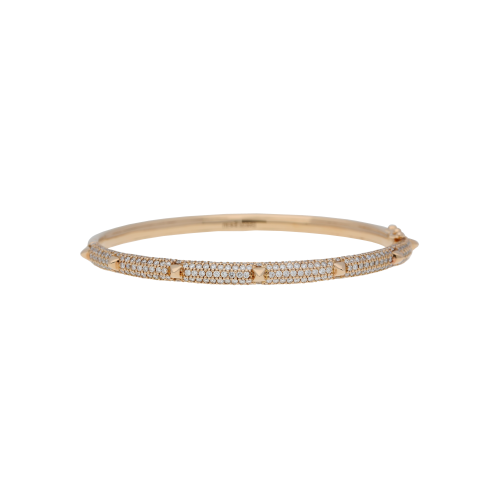 BRACCIALE PIRAMIDI IN ORO ROSA E DIAMANTI BIANCHI DEMI-PAVE' MISURA S/M