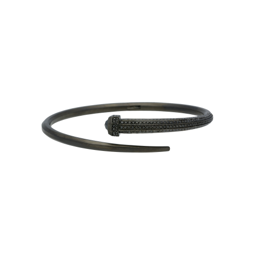 BRACCIALE OCTAGON CHIODO IN ORO NERO SATINATO E DIAMANTI NERI - VB27692DKBW